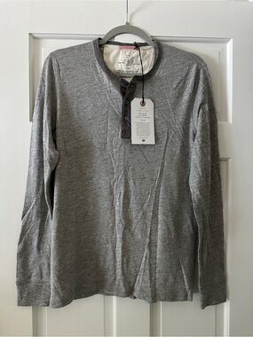 NWT Apolis Global Citizen Cotton Heather Gray Long Sleeve Henley Shirt Top XS